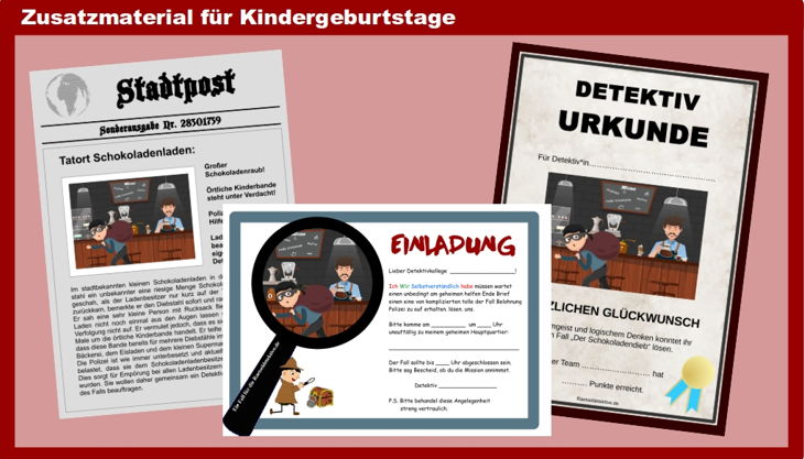 rätseldetektive der schokoladendieb schnitzeljagd zusatzmaterial