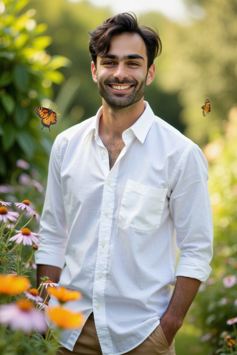 Photo generated by Secta Labs in style of Butterfly Garden Portraits