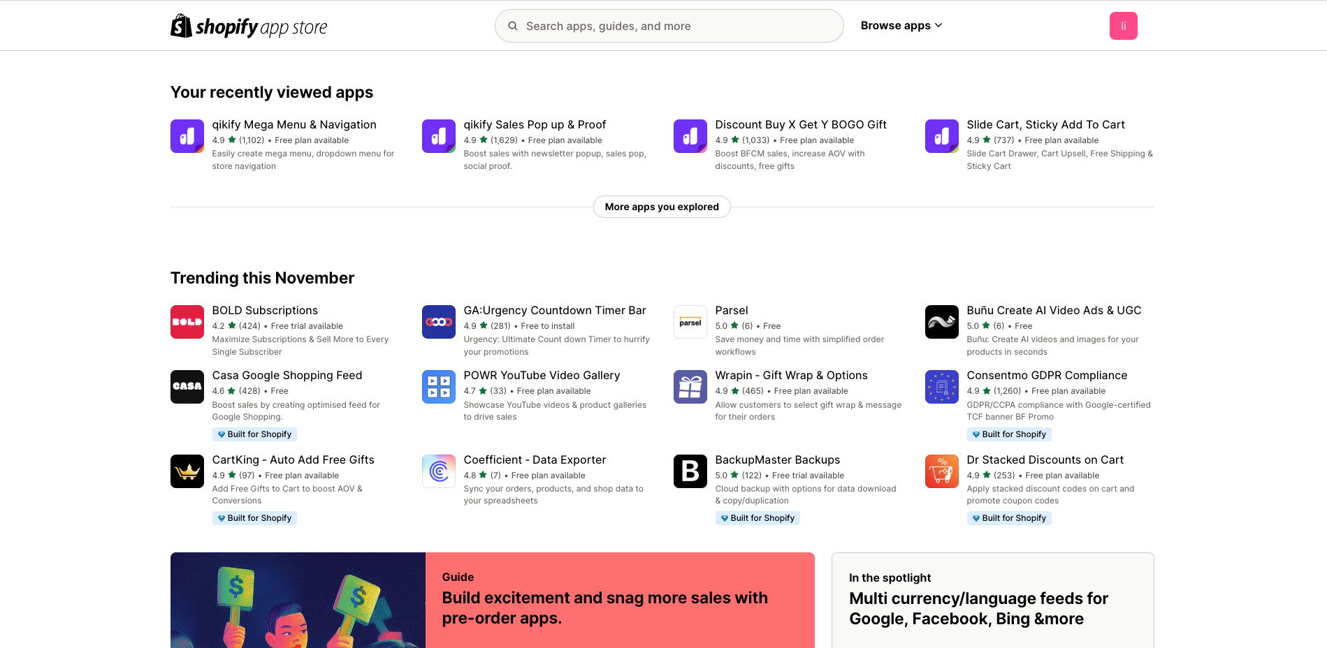 shopify app store