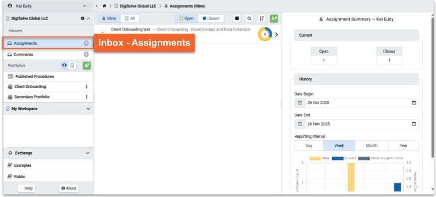 Inbox of Assignments