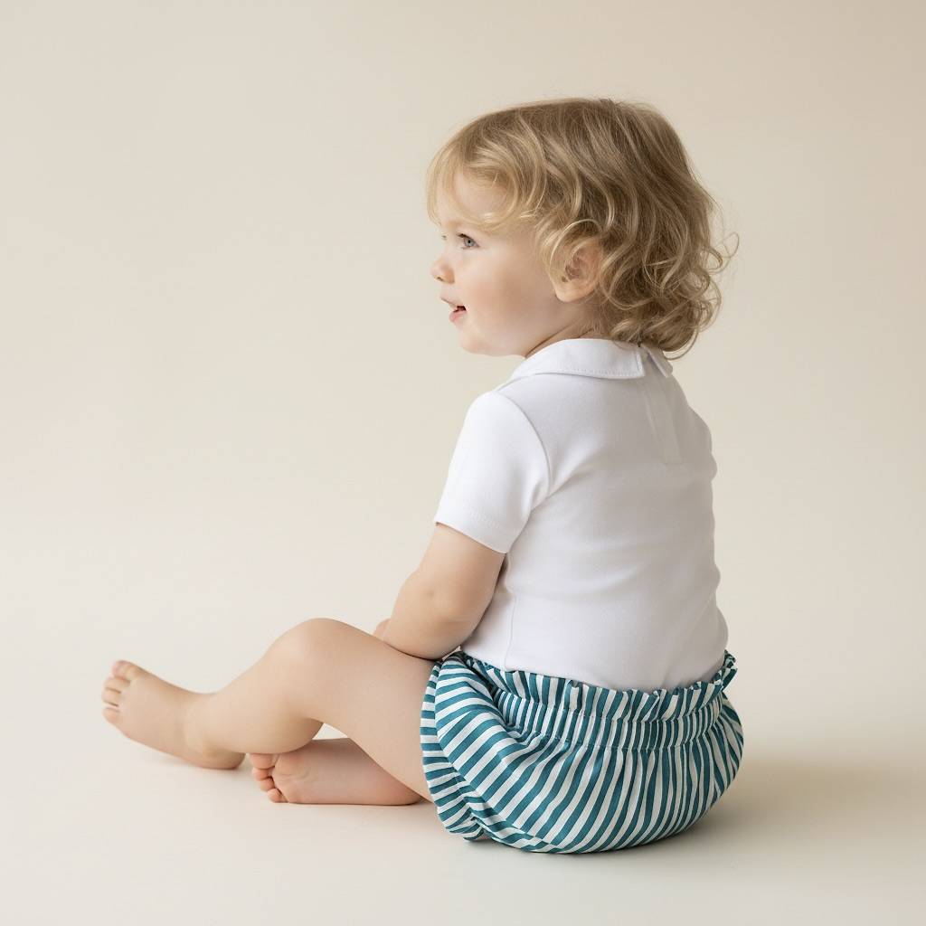 Body bébé à col élégant en coton OEKO-TEX®, marque suisse premium, fabriqué au Portugal