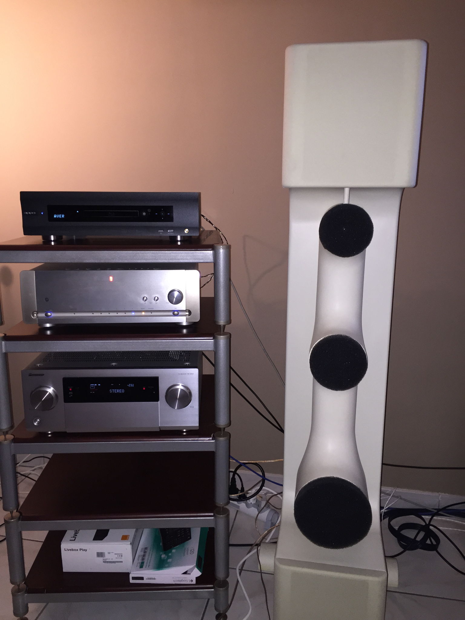 Left speaker and component tower