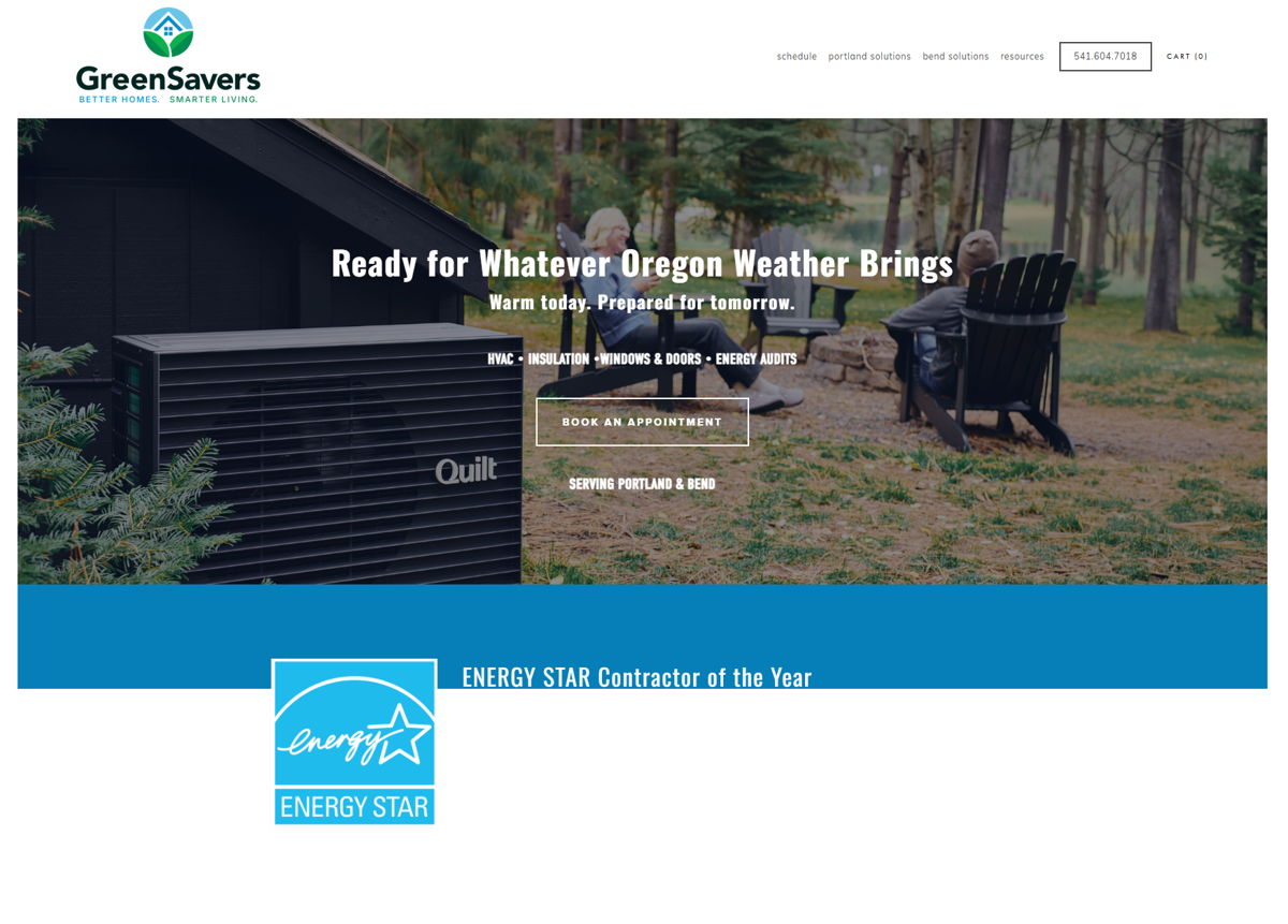 Screenshot of GreenSavers , from the website hero section designs collection.