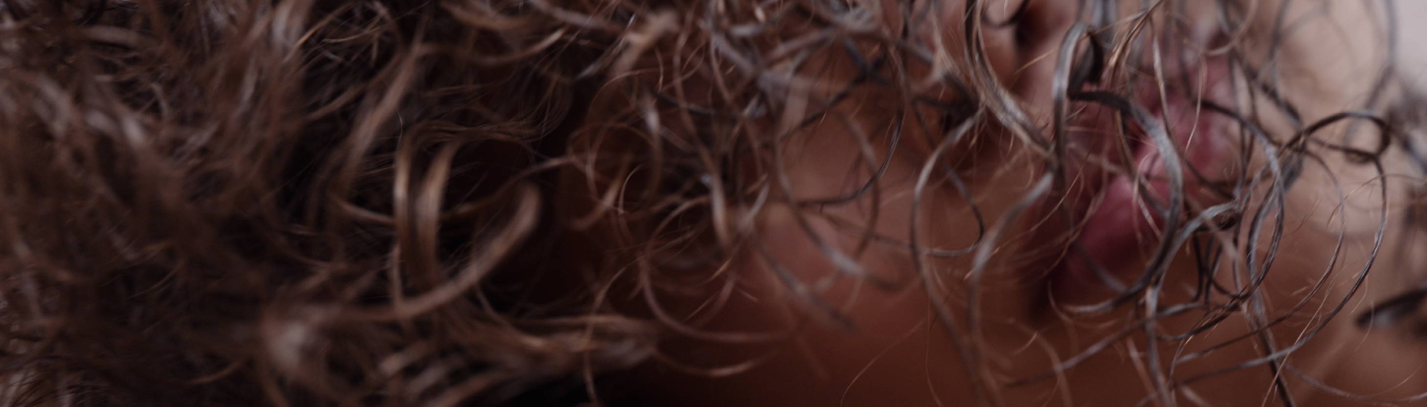 close up of curly hair