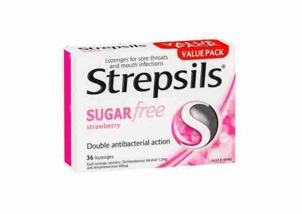 Strepsils Sugar Free Strawberry 36 Lozenges
