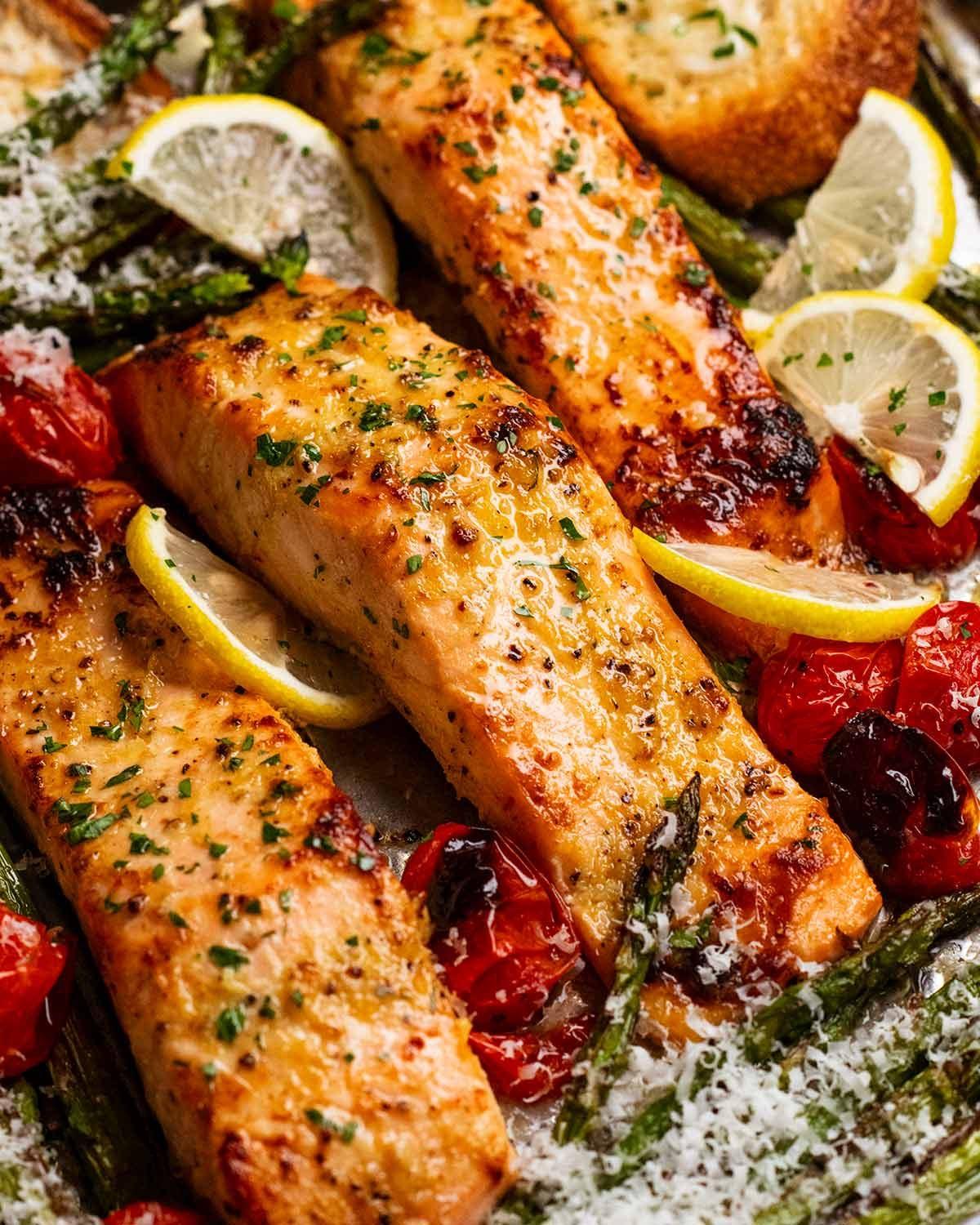 Lemon garlic salmon tray bake - easy & healthy! - RecipeTin Eats