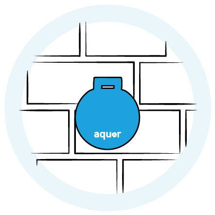 Aquor house hydrant closed icon drawing in blue