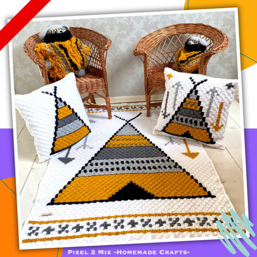 Dixy - The Wigwam/Tipi (Play) Blanket - Corner to Corner C2C Crochet
