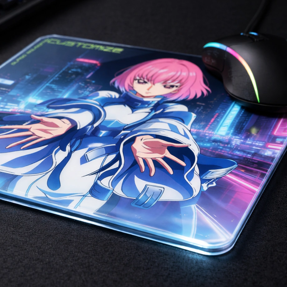 Custom glass mousepad — surface and edge