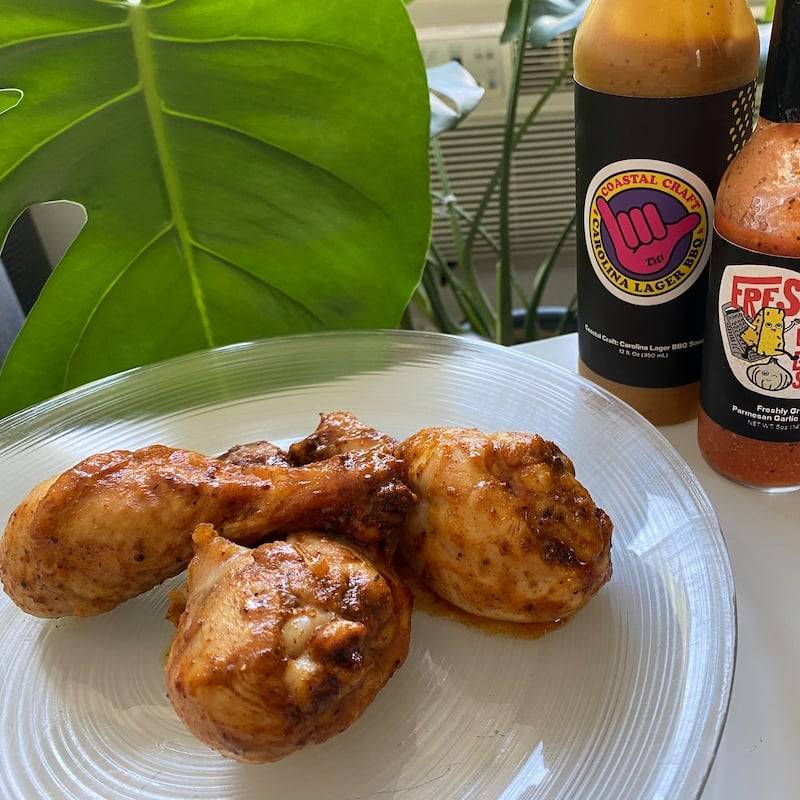 Zesti Coastal Craft Hot Sauce on Wings