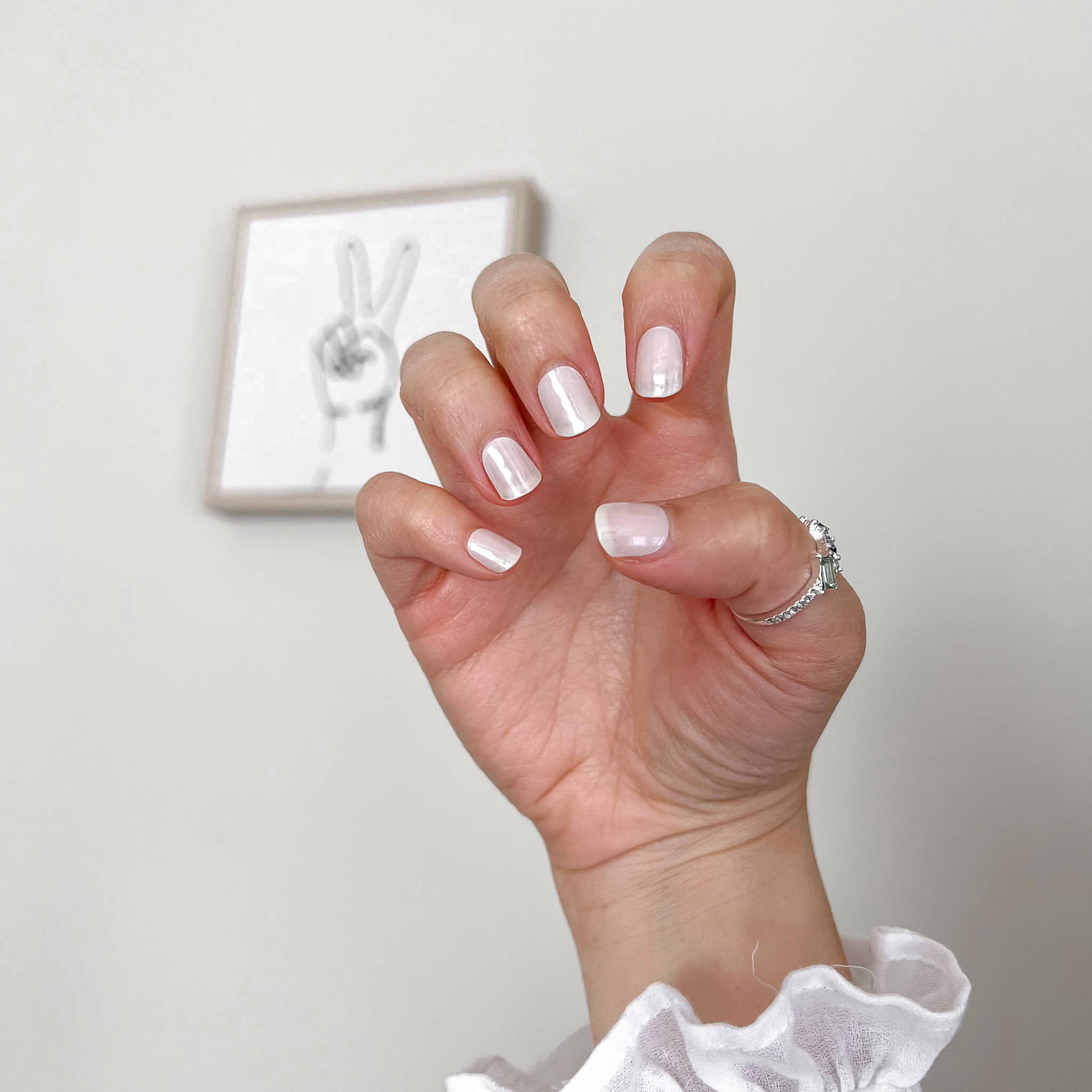 Hailey White Glazed Gel Nail Stickers