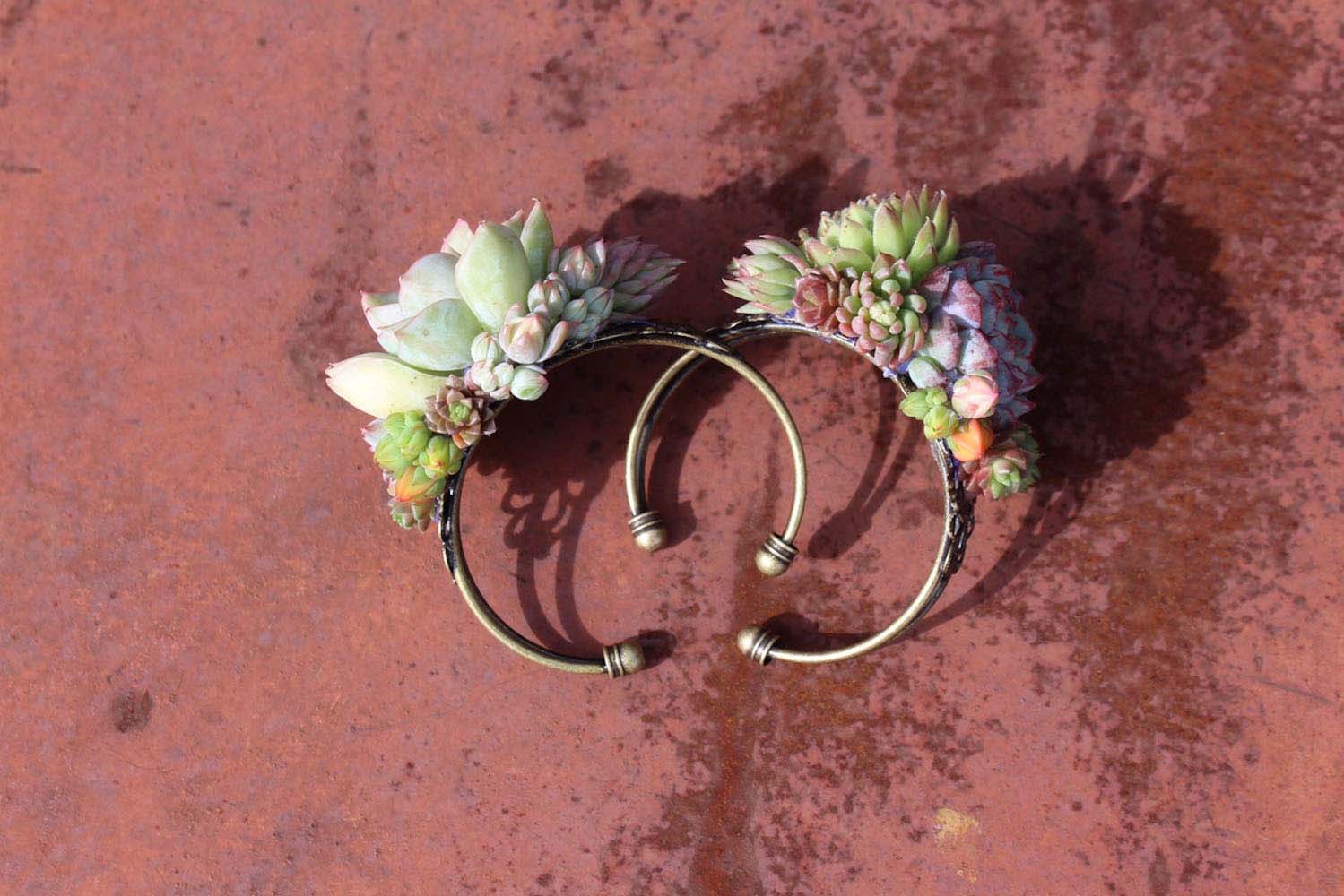 succulent cuff bracelet corsage wedding wrist