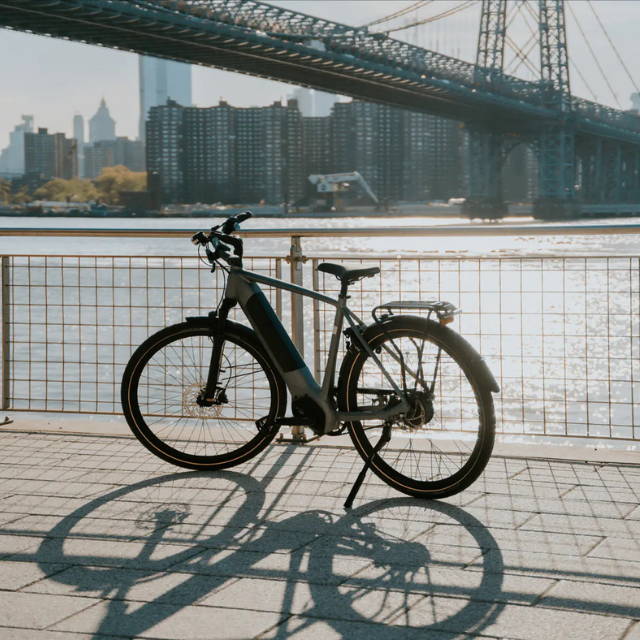 An Electric City Bike by a River