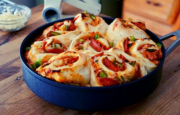 Photo of *NEW* Skillet Pepperoni Pizza Pinwheels