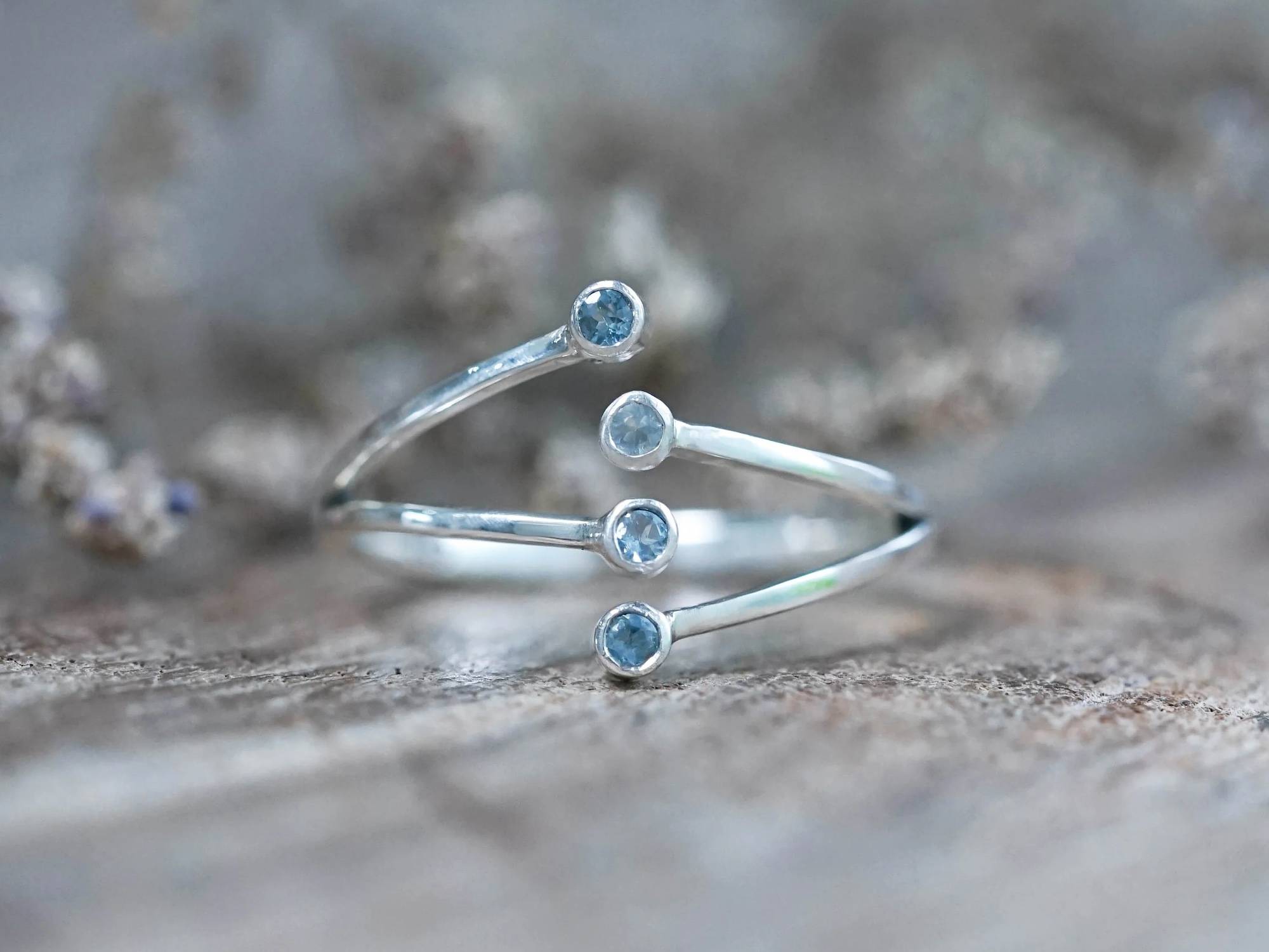 recycled sterling silver aquamarine ring