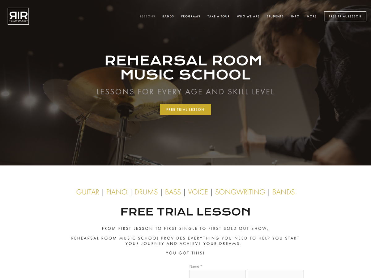 Screenshot of Rehearsal Room, from the teacher & educator websites collection.