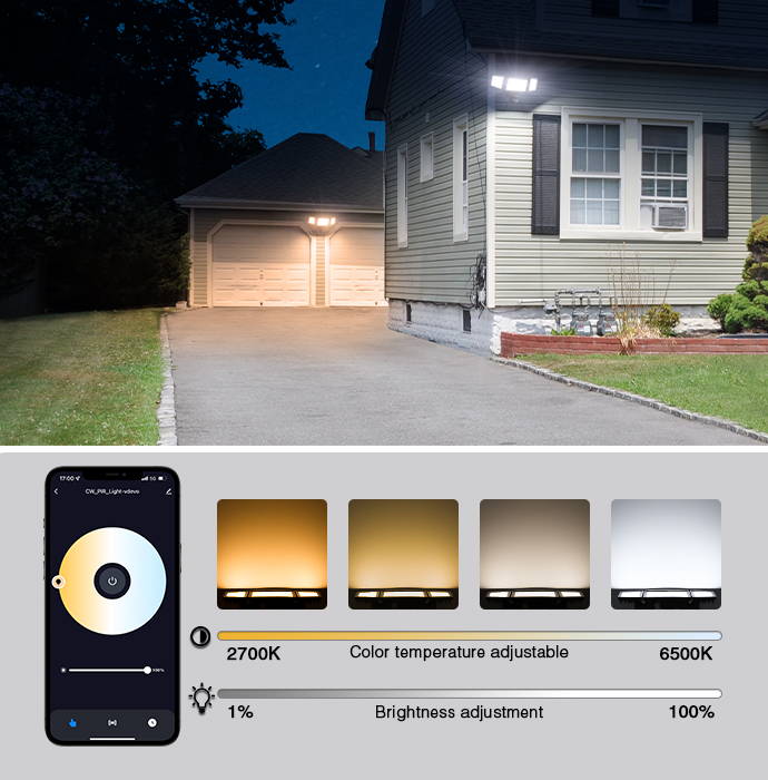 100W Motion Sensor LED Outside Lights Color Temp Setting
