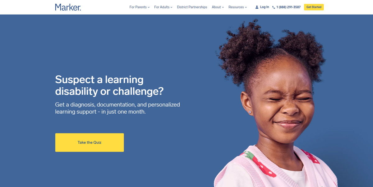 Screenshot of Marker Learning, from the blue websites collection.