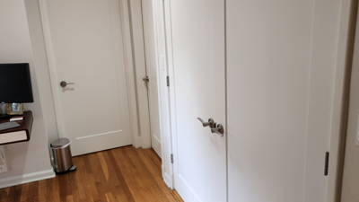 Interior door in a room