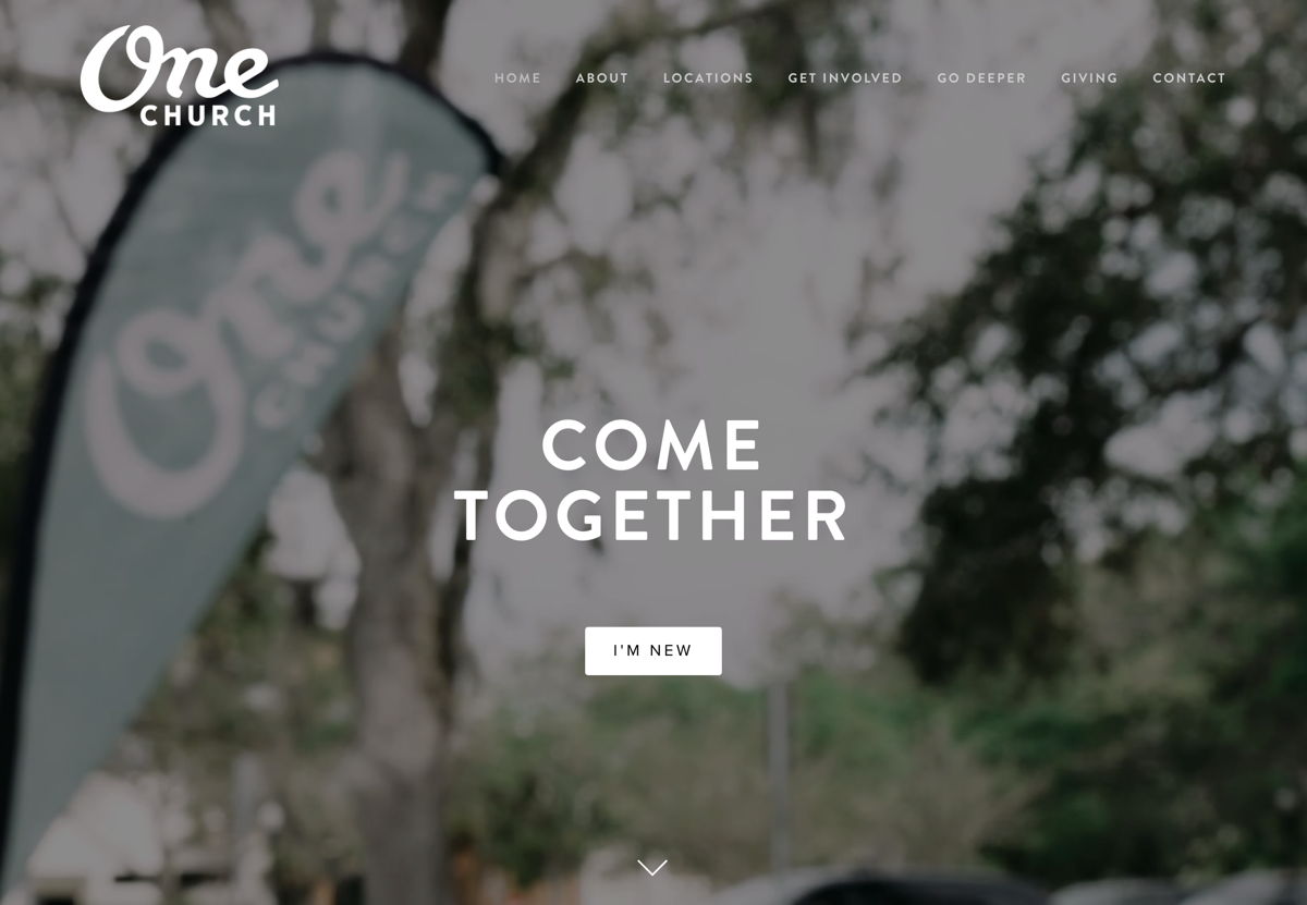 Screenshot of One Church, from the squarespace church websites collection.
