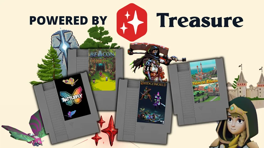 Partnership with treasureDAO multiple games shown