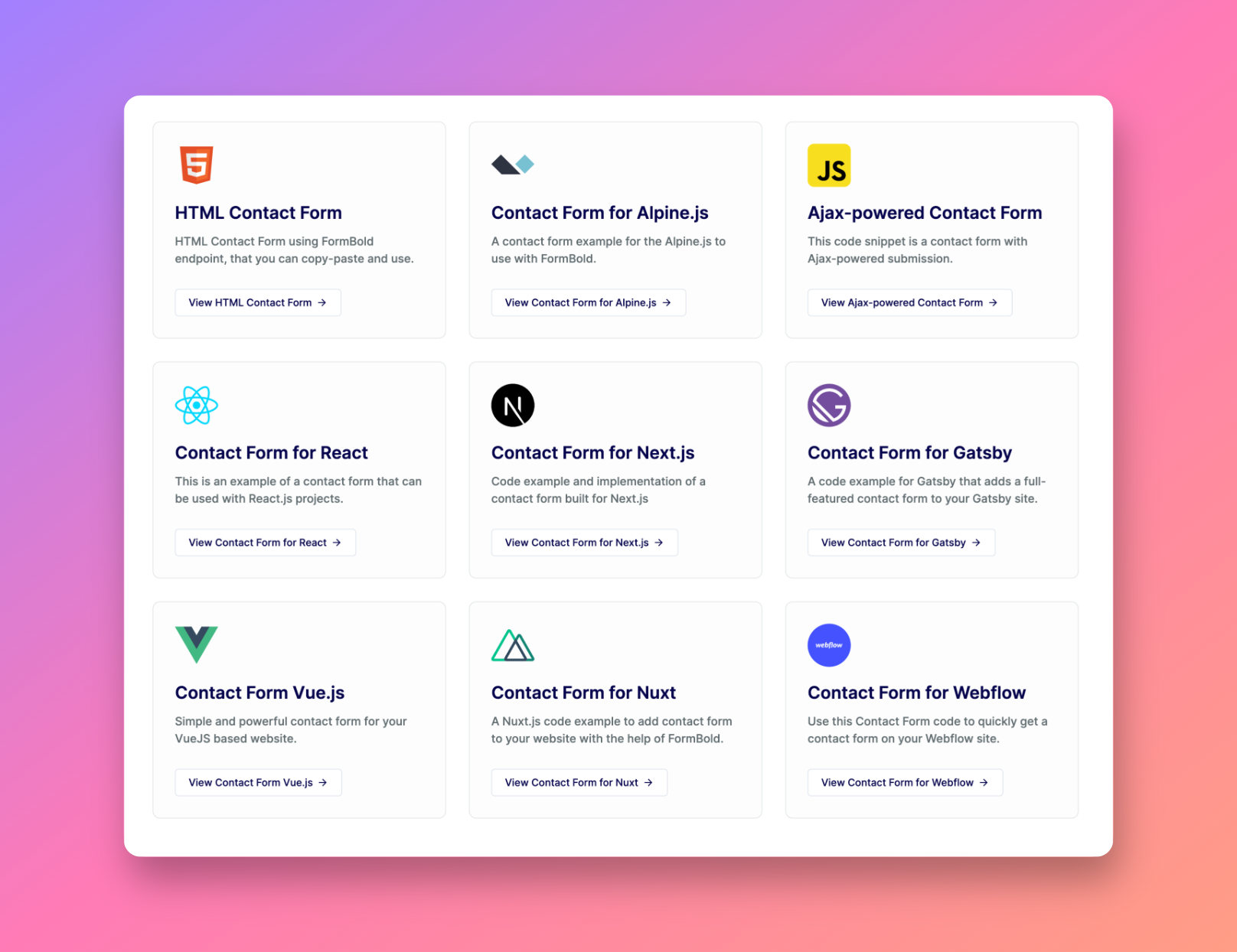 Fully working contact form for different platforms formbold