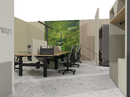  Hannover
- Worklab pro office Hannover. Visualisierung New Work in der Bürofläche.