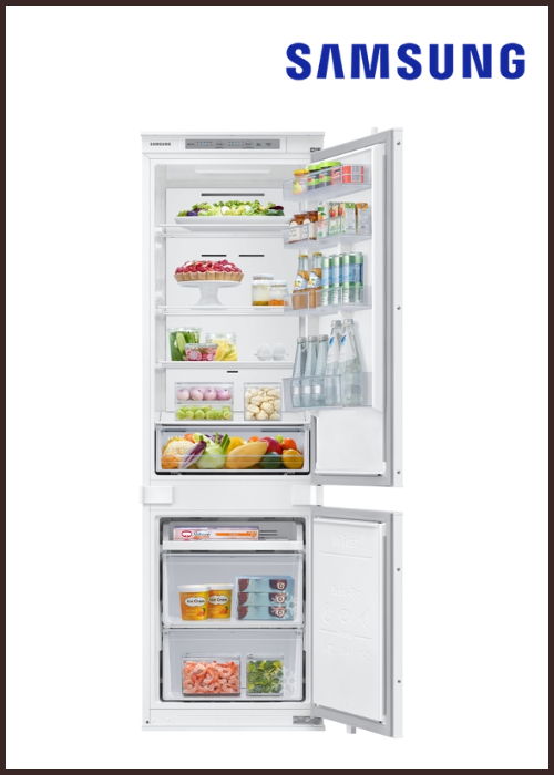 Samsung SpaceMax Integrated Fridge Freezer with Total No Frost - White, Sliding Hinge, 70/30