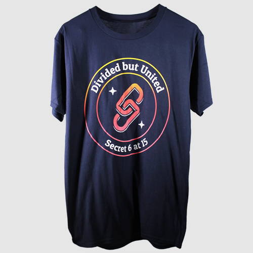 navy blue shirt with screen-printing for secret 6 company in the philippiens