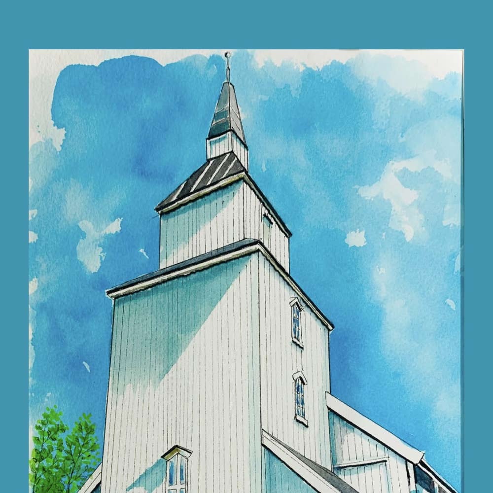Kunsttrykk Saura Kirke A5