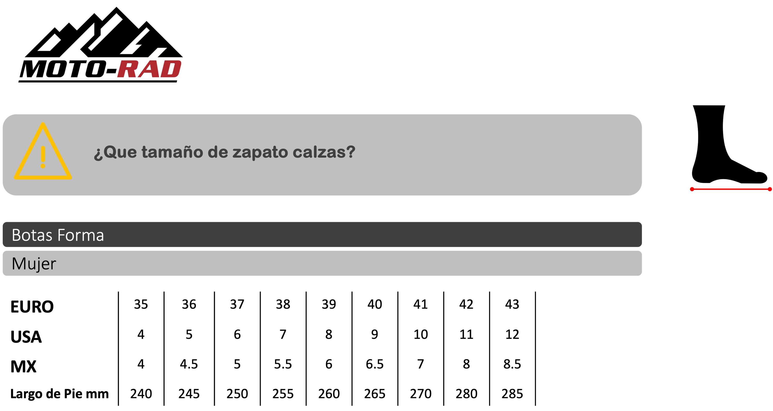 Guia de Tallas Botas Forma