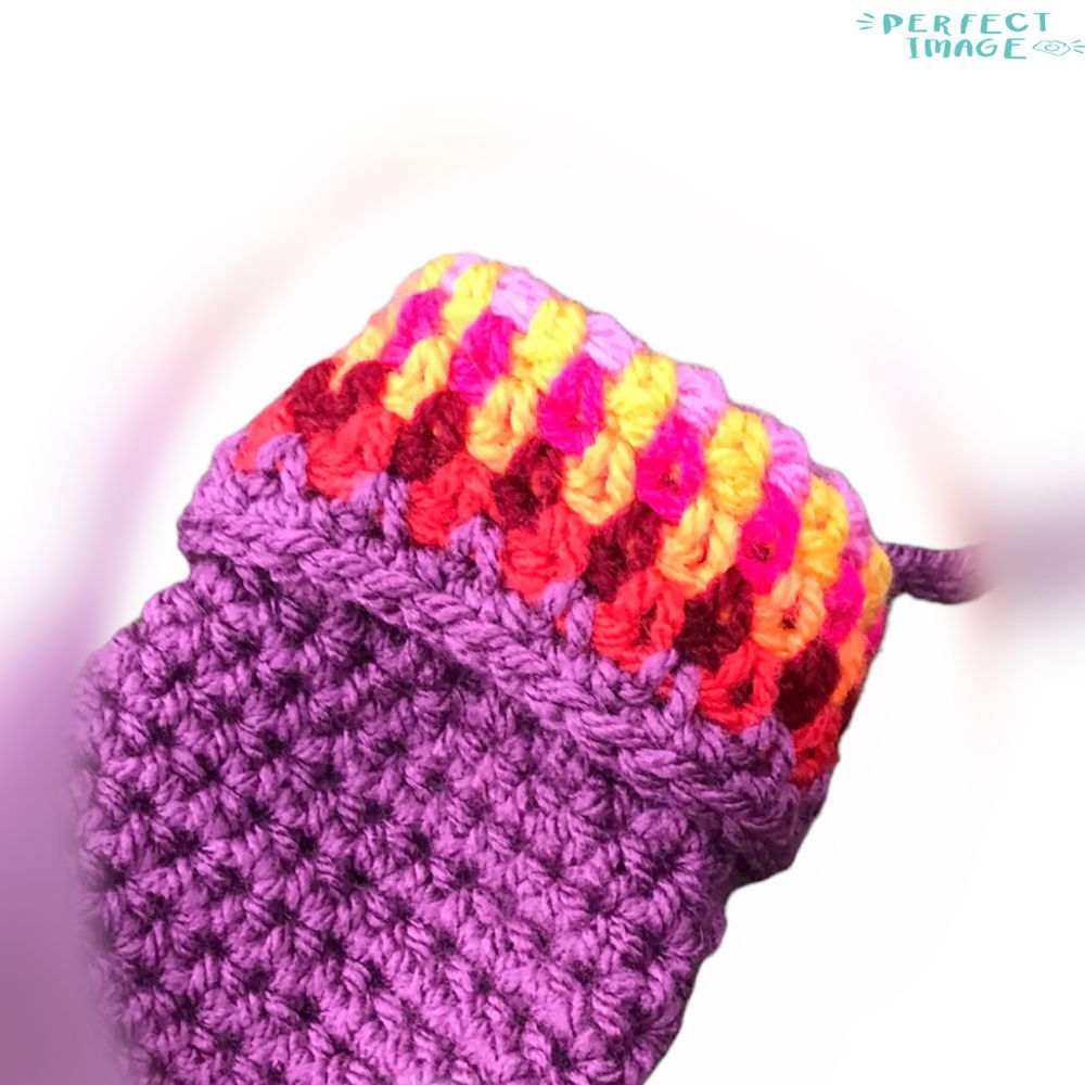 Crochet pattern color explosion baby mittens
