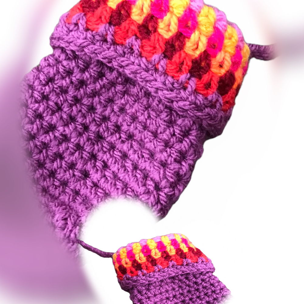 Crochet pattern color explosion baby mittens