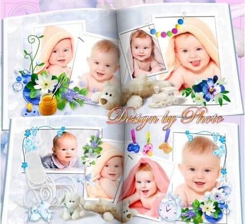 Детская фотокнига в Фотошоп для малыша - сладкий ангелочек