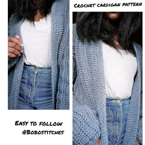 Ribbed Crochet Kimono Cardigan