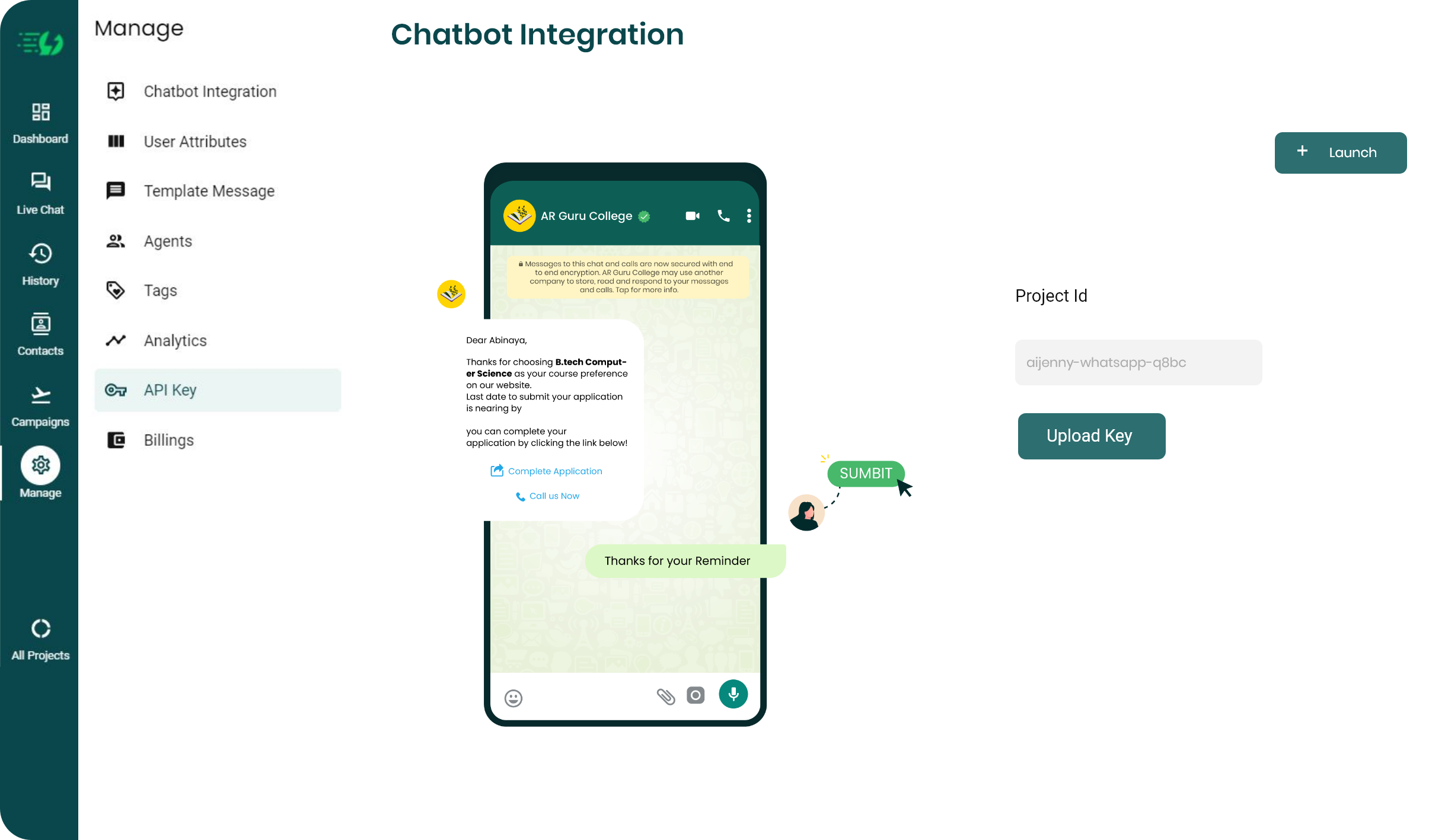 WhatsApp Chatbot Integration Use Case example