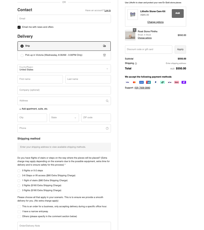 custom checkout page example