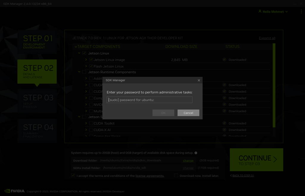 SDK Manager step-2 password