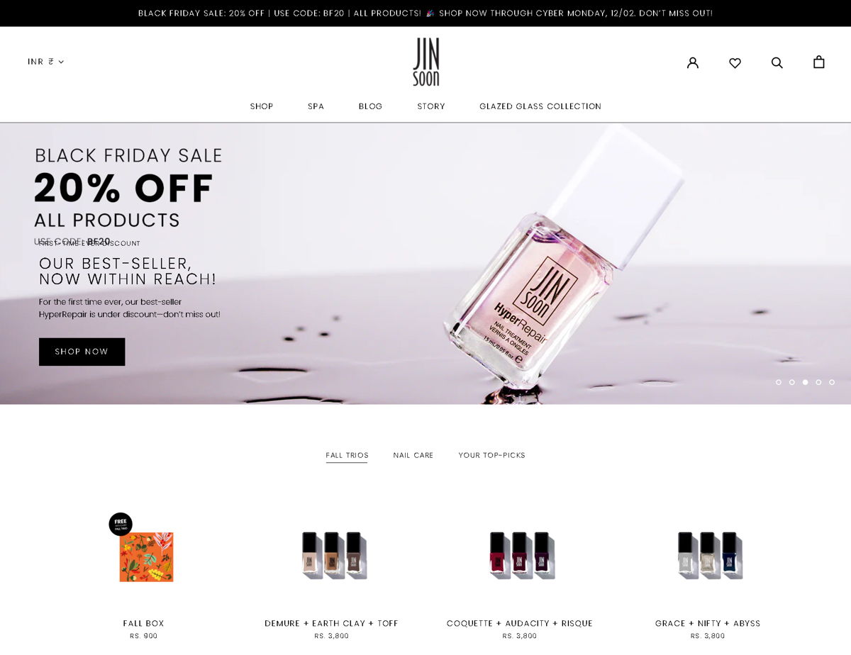 Screenshot of JINsoon , from the nail salon websites collection.
