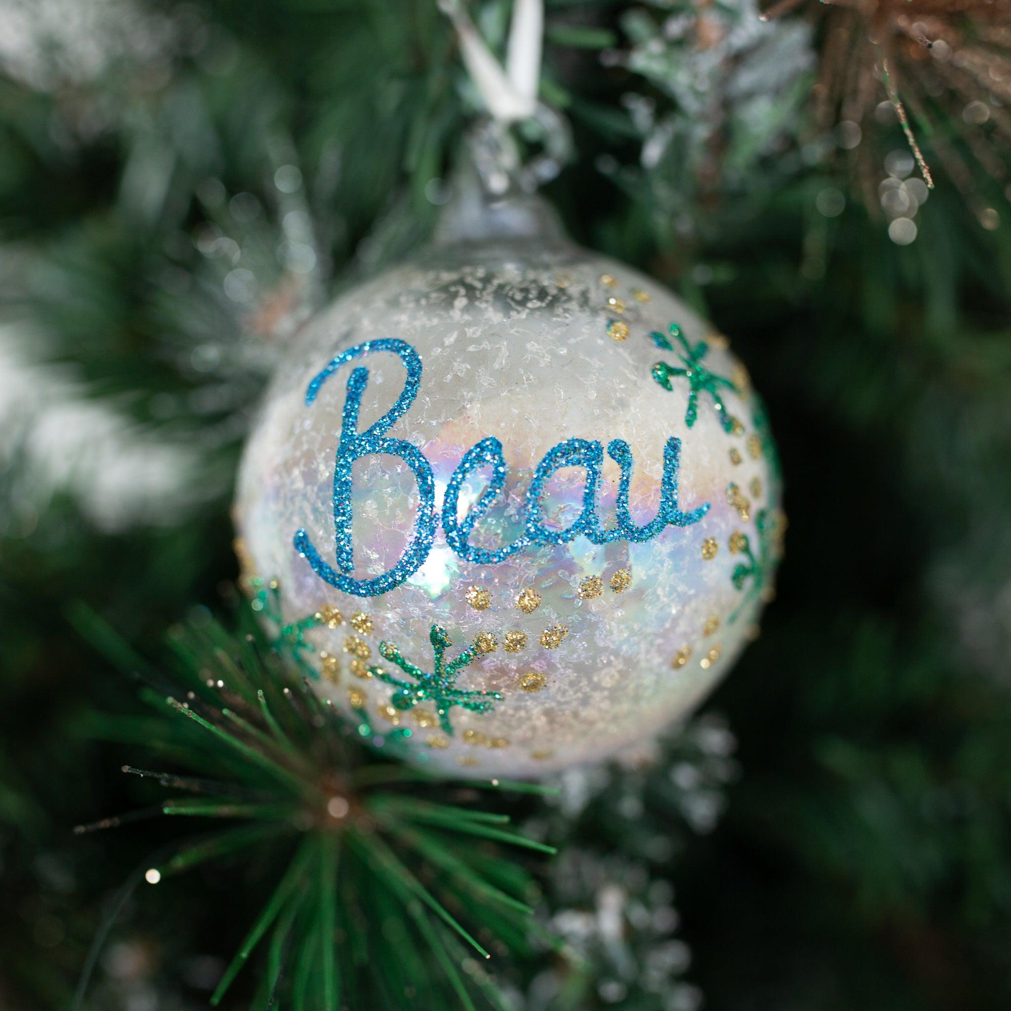 Glass Frosted Rainbow Bauble 100mm