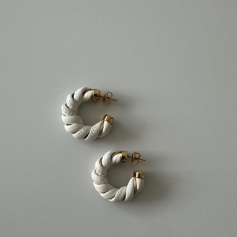 New silver and leather earrings Bottega Veneta