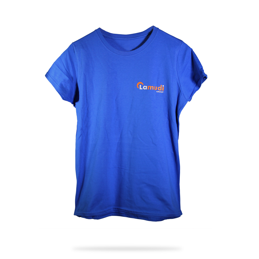 royal blue cotton round neck shirt