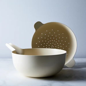Recycled Bamboo Colander & Pour Bowl Set, Large, Ivory