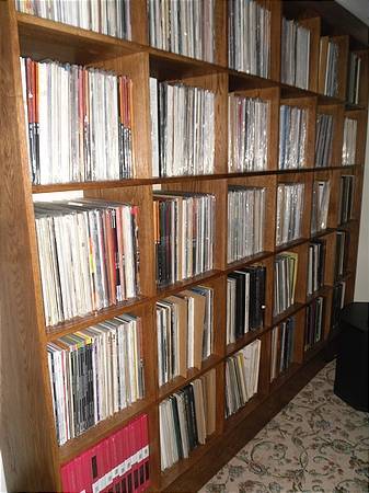 Jazz records on custom shelving