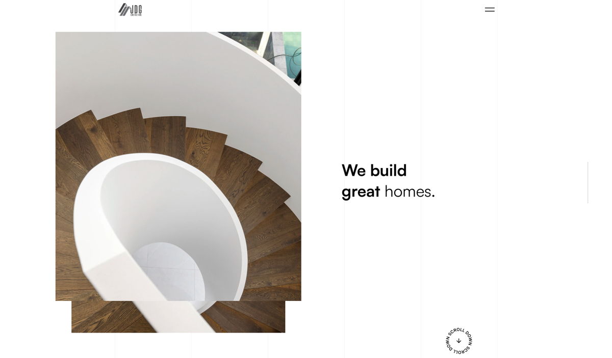 Screenshot of JDG Constructions, from the home builder websites collection.