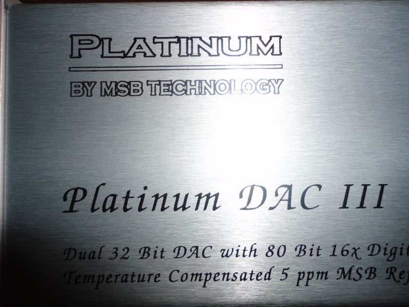 MSB Platinum DAC III Signature For Sale | Audiogon