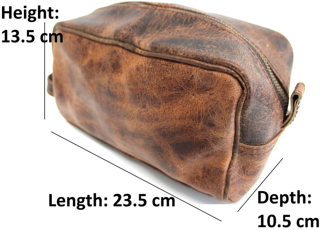 Quality Full Grain Genuine Hunter Leather Toiletry Bag - Image 3