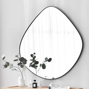 BIKARSOUL Asymmetrical Wall Mirror Matel Matte Black Framed Wall Mirror for Living Room Bedroom Bathroom Entryway Wall Decor 23.6"*23.6" BKS004B