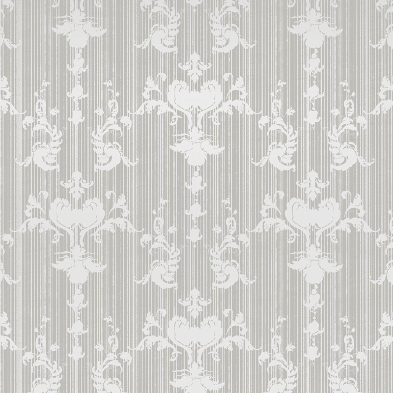 Grey & Silver Shabby Chic Damask Wallpaper Mural - Feathr Wallpapers