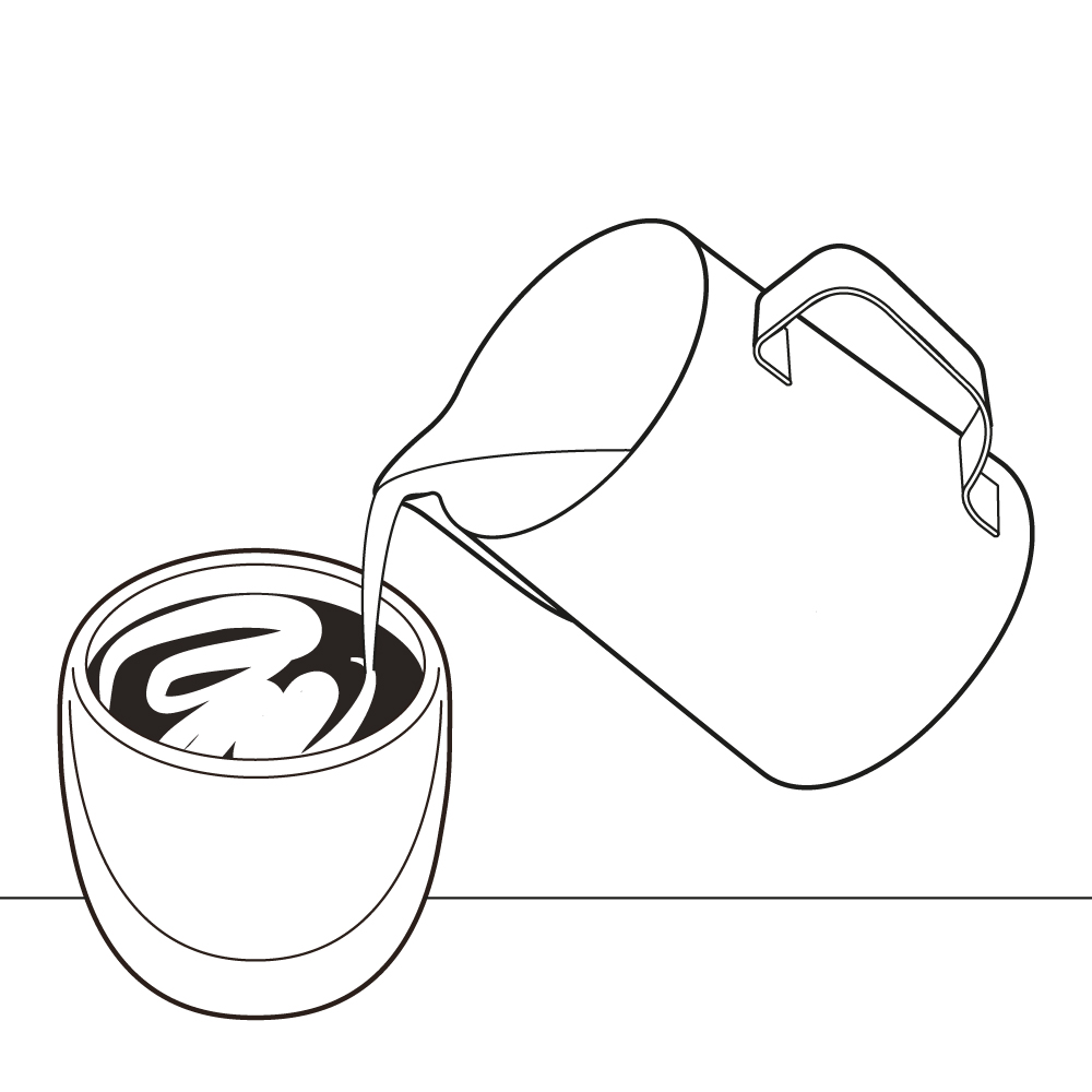 Diagram showing Step 5 of how to froth milk